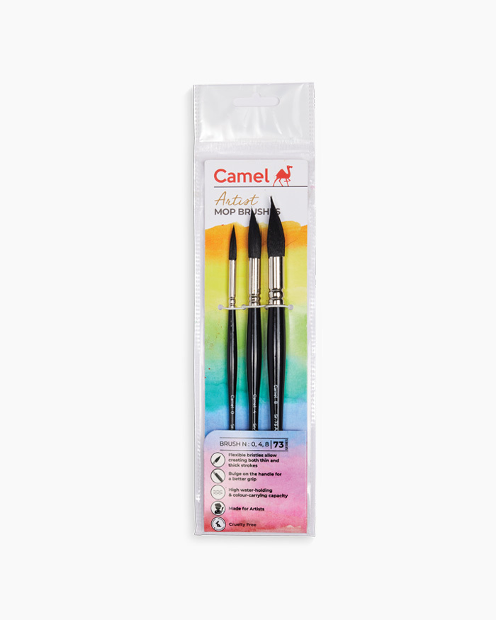 Camel Artist Mop Brushes Assorted pack of 3 brushes