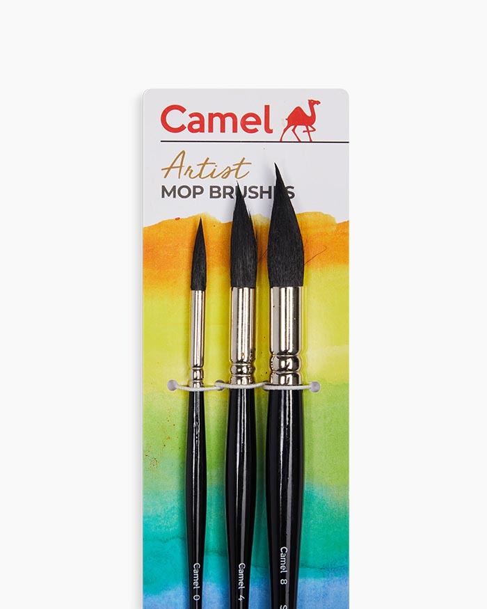 Camel Artist Mop Brushes Assorted pack of 3 brushes