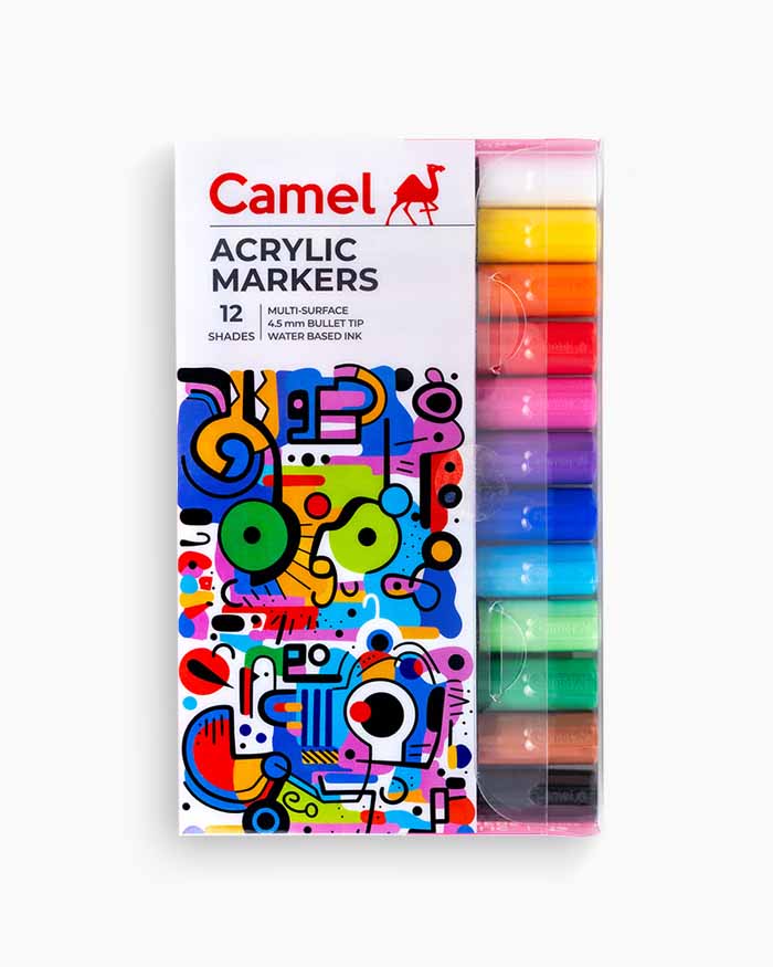 Camel Acrylic Markers Assorted pack of 12 shades