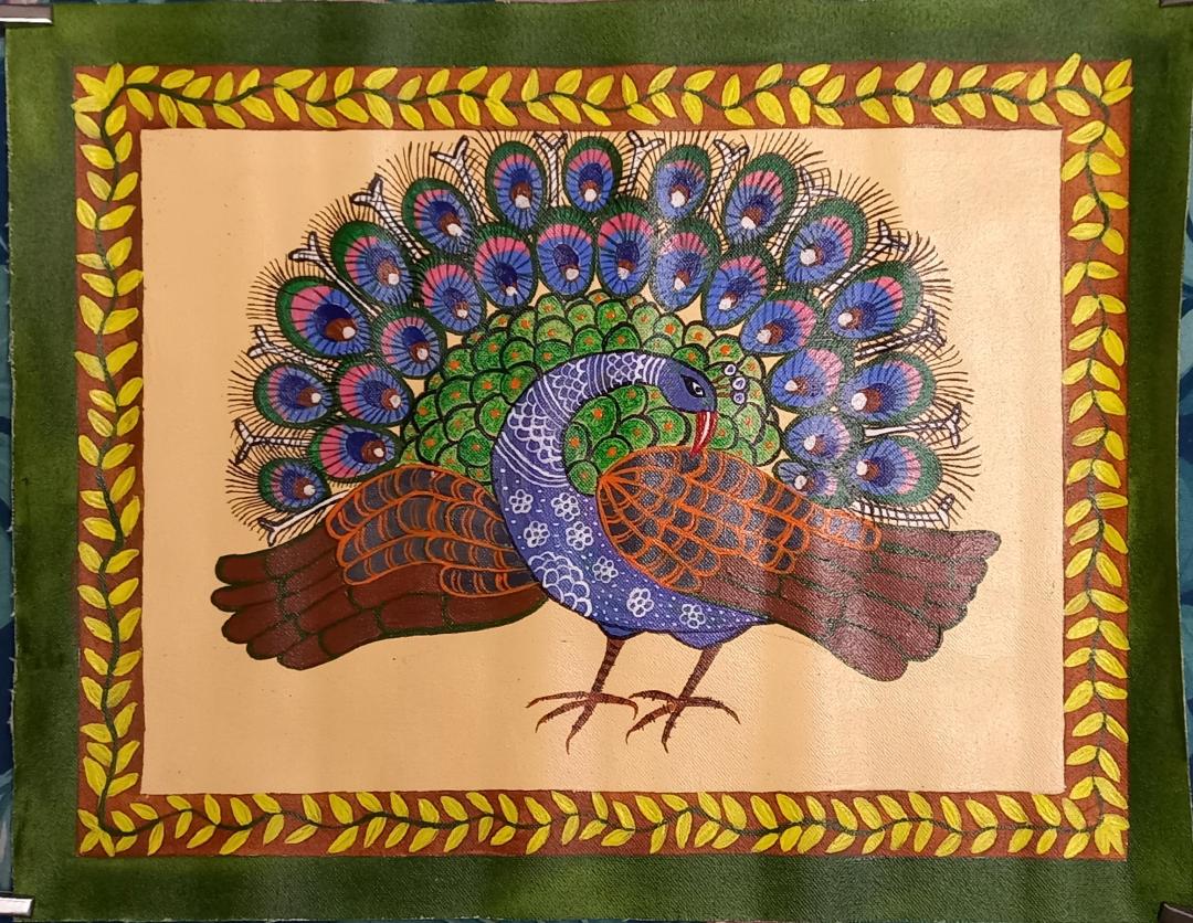 A peacock created by Madhuparna Choudhury