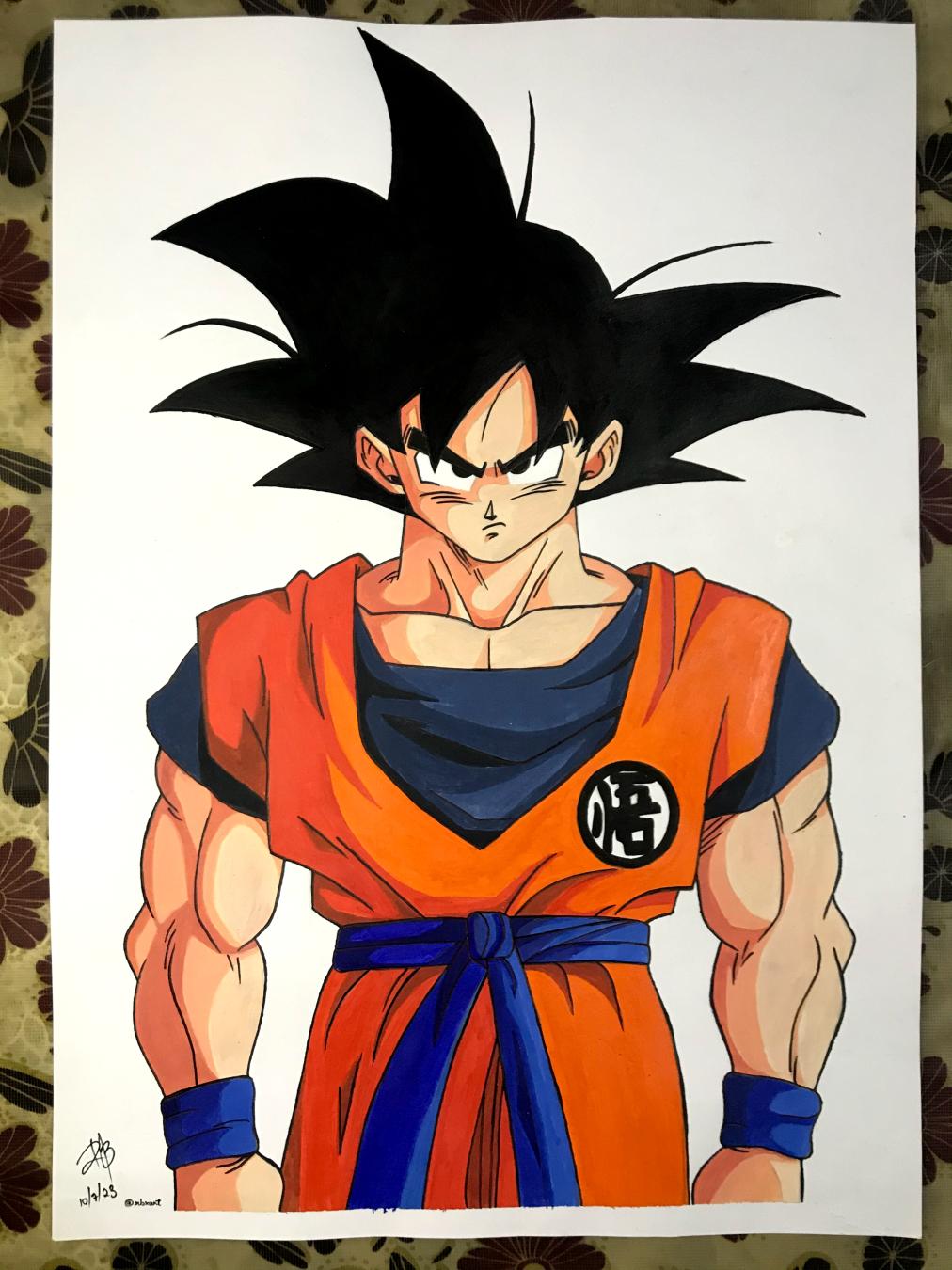 Goku acrylic painting created by Rishab Sharma