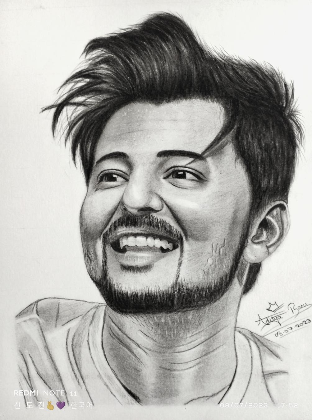 Darshan Raval pencil sketch created by Adityabasu