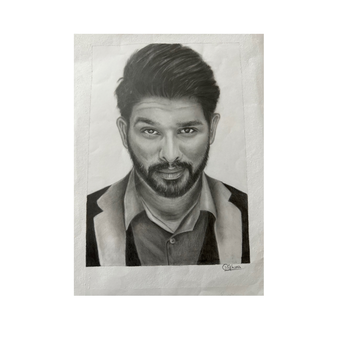 Allu Arjun Graphite Sketch Created By Nishara Momin