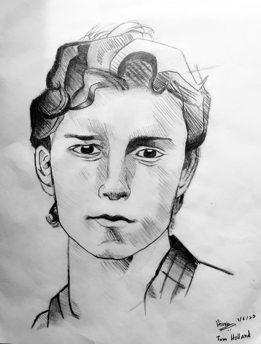 Sketch of Tom Holland created by Hiran Biswas