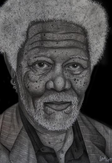 Morgan Freeman Graphite portrait created by Vishal Punia