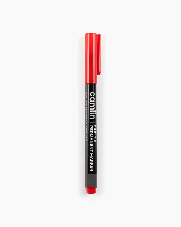 Camlin Fine Tip Permanent Markers Carton of 10 markers in Red shade